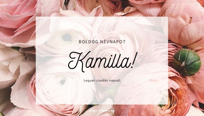 Kamilla név üdvözlő borító
